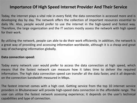 Ppt Importance Of High Speed Internet Provider And Their Service