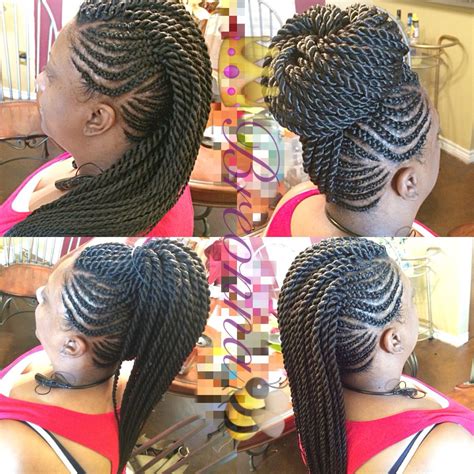 Needle Point Braids Ghana Braids Mohawk With Senegalese Twist In The Middle That I Did On My