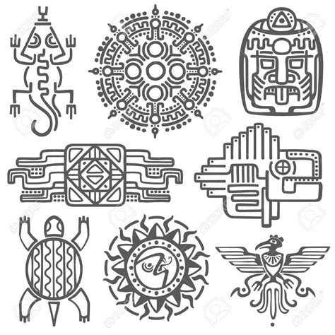 Ancient Mexican Vector Mythology Symbols American Aztec Mayan Culture