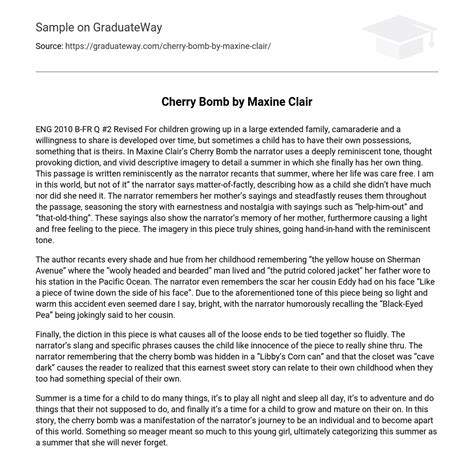 Cherry Bomb By Maxine Clair Analysis Essay Example Graduateway