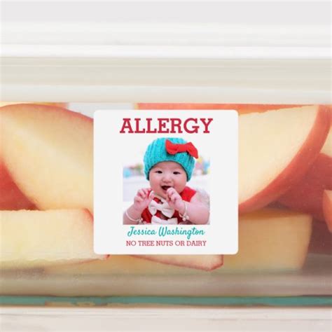 Kids Custom Photo Allergy Alert Personalized Labels Zazzle
