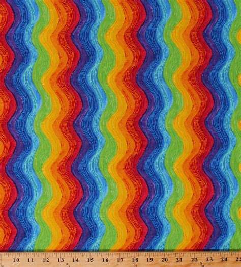 Cotton Rainbow Ripples Wavy Stripes Striped Multi-Color Cotton Fabric Print by the Yard (GAIL ...