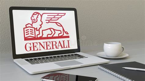 Laptop With Generali Group Logo On The Screen Modern Workplace