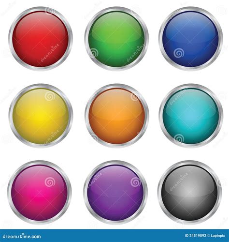 Vector Set Of Round Glass Buttons Stock Vector Illustration Of