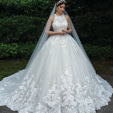 Arabic A Line Wedding Dress Lace Applique Sleeveless Tulle Bridal Gowns