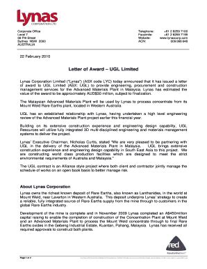 This type of letter is very common in auction situations, where multiple see the example letter of award for an example of what this letter might look like. Printable letter of award for construction project ...