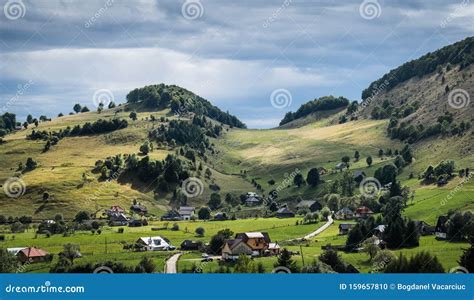 A Small Village In The Mountains A Beautiful Landscape With Valleys