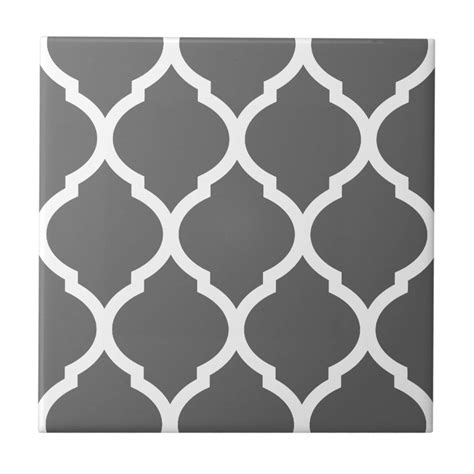 Grey Moroccan Quatrefoil Patterned Ceramic Tile Zazzle