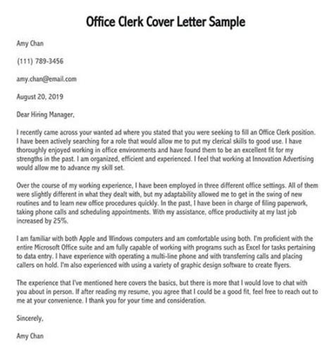 Cover Letter For Office Job Samples And Templates