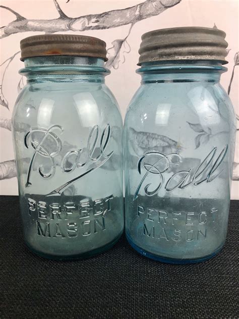 Vintage Blue Mason Jars Original Ball Blue Mason Jars Large Etsy Blue Mason Jars Mason Jars