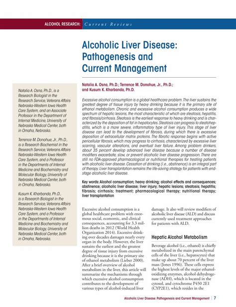 Pdf Alcoholic Liver Disease Pathogenesis And Current