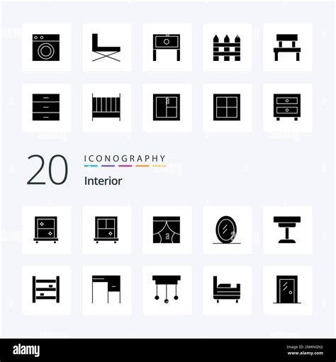 20 Interior Solid Glyph Icon Pack Like Cupboard Table Window