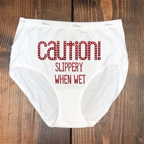 Caution Slippery When Wet Naughty Underwear Gag T Etsy