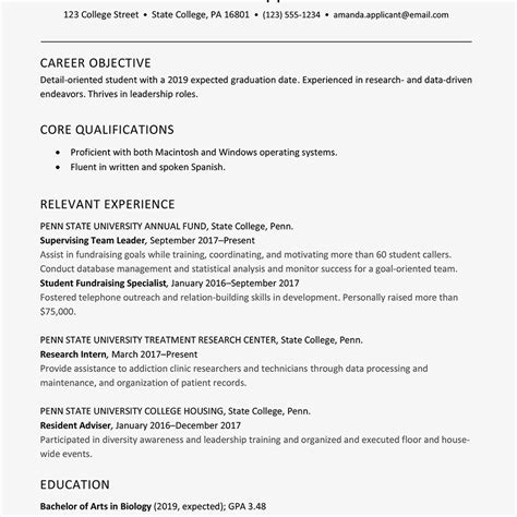 biology student resume examples  resume examples
