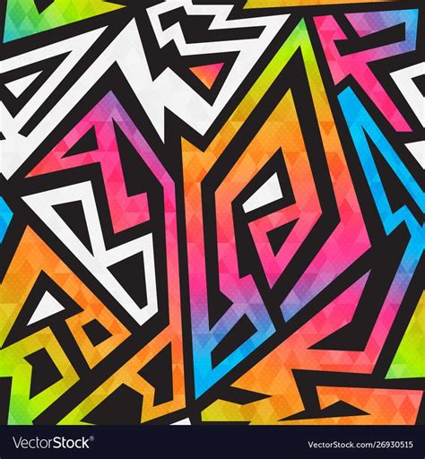 Bright Graffiti Geometric Seamless Pattern Eps 10 Vector File