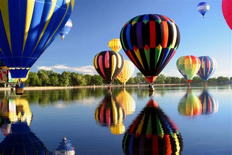 Hot Air Balloons River Colorful Wallpapers Hd Desktop