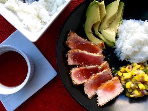 Sesame Crusted Seared Ahi Tuna With Mango Salsa