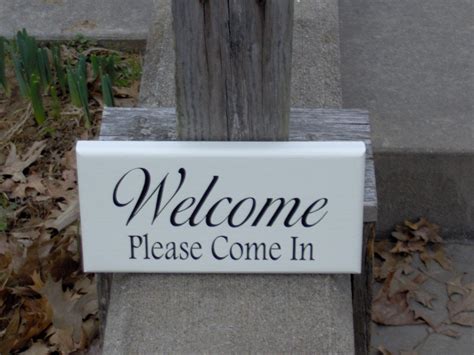 Welcome Please Come In Door Sign Wood Vinyl Sign Front Entry Etsy
