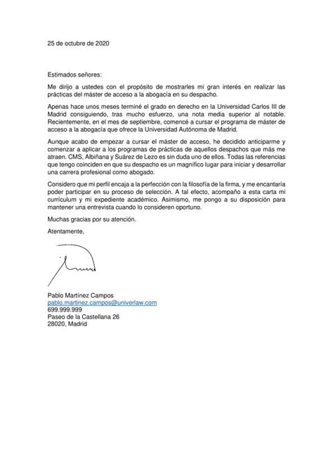 Carta De Presentación Univerlaw España
