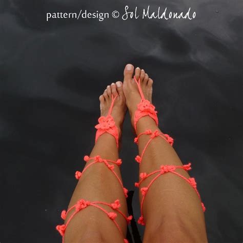 Items Similar To Barefoot Sandals Crochet Pattern Floral Pdf Nude