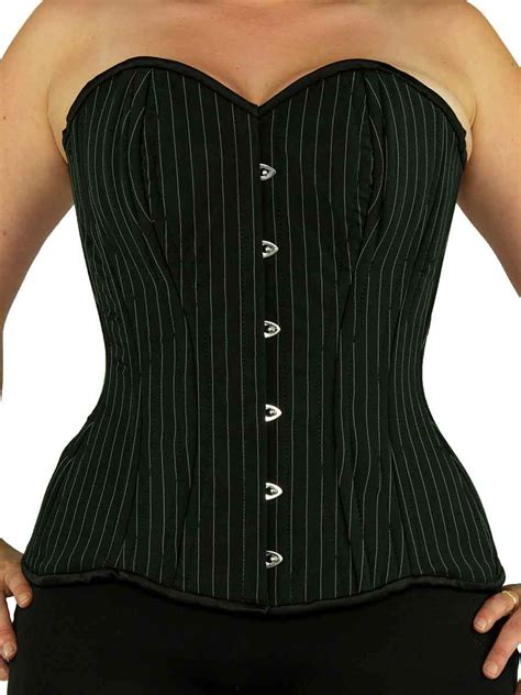 Beautiful Black With White Pinstripe Plus Size Corset Top Orchard Corset