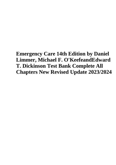 Emergency Care 14th Edition by Daniel Limmer, Michael F. O'Keefe and