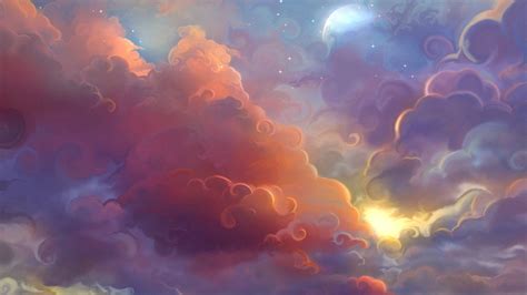 1920 X 1080 Whimsical Cloud Artwork Cloud Painting Digital Painting
