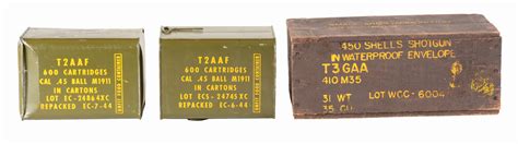 Lot Detail Lot Of 3 2 Tins World War Ii 45 Ammunition And 1 Crate