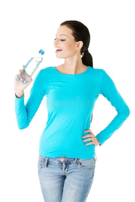 Portrait Of A Woman Drinking Water Stock Photo Image Of Drinking