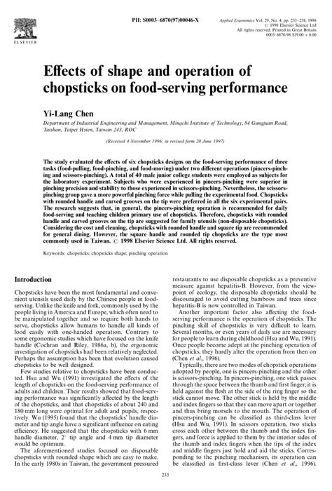 Maybe you would like to learn more about one of these? (PDF) Effects of shape and operation of chopsticks on food-serving performance