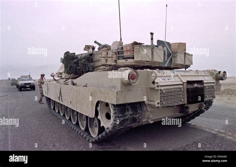 23rd March 1991 A Us Army M1a1 Abrams Tank Parked On The Highway In