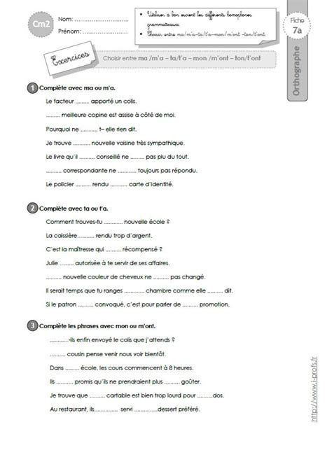 Exercices Orthographe Cm A Imprimer