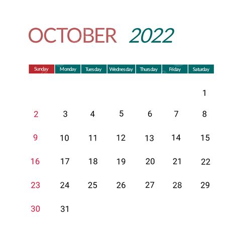 Texto E Cor Editáveis Do Calendário October 2022 Png Outubro 2022