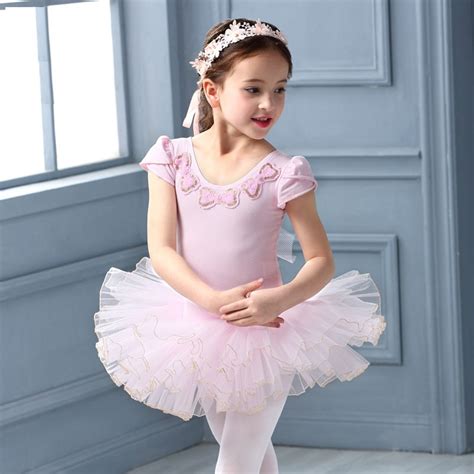 Pink Ballet Gymnastics Leotard Tutu Ballet Dress For Girls Cute Swan