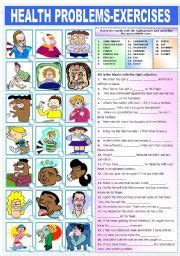 Vocabulary explanations and practice for elementary level (a2) learners of english. English worksheet: HEALTH PROBLEMS - EXERCISES ...