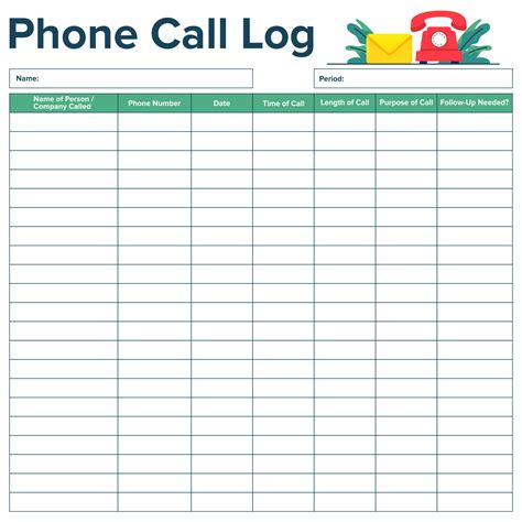Excel Printable Call Log Template