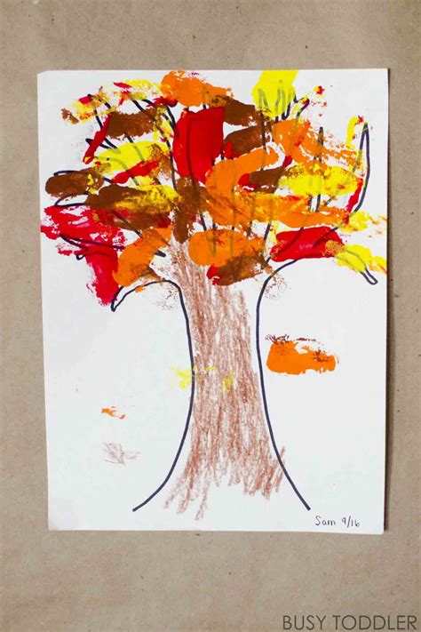 Simple Fall Tree With Cotton Rounds Busy Toddler Autumn Trees Fall