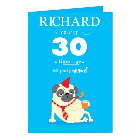 Buy Personalised Birthday Card Party Pug Editable Age For Gbp 179