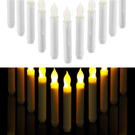 2xled 12 Pcs Flameless Taper Candles Battery Operated Fake Taper