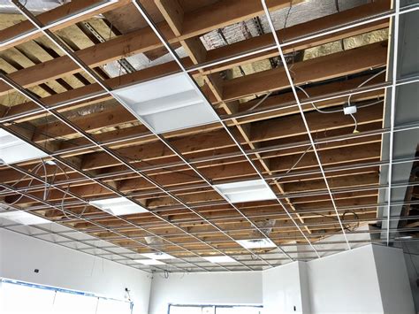 Drop Ceiling Grid Is Ready For Lighting And Diffusers At Bp In Waukegan