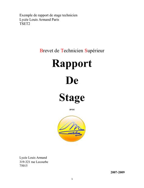 Exemple De Rapport De Stage Format Word Ofppt Financial Report