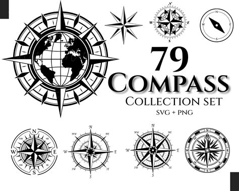 Compass Collection Set Compass Svg Nautical Compass Etsy Canada