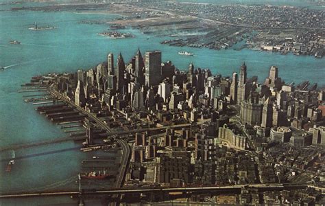 Color Aerial Postcard Views Of Manhattans Skyline In The 1960s And 70s