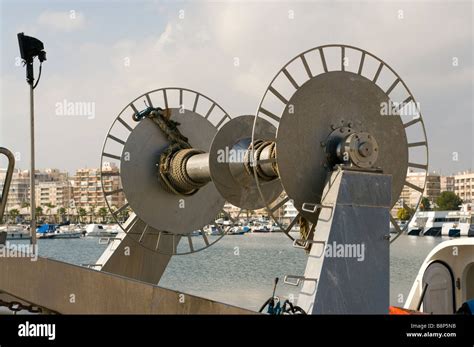 Metal Winch On A Commercial Fishing Trawler Equipment Stock Photo Alamy