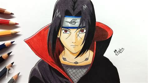 Drawing Itachi Uchiha With Colour Pencils Naruto Budget Art Youtube