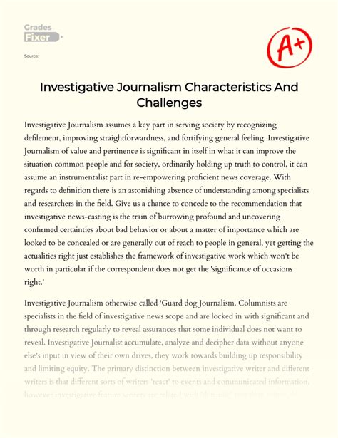 Investigative Journalism Characteristics And Challenges [essay Example] 2655 Words Gradesfixer