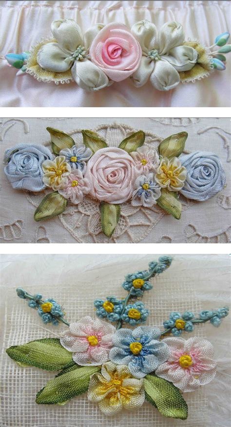 Love These Sweet And Dainty Ribbonwork Flowers Silk Ribbon