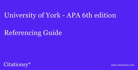 University Of York Apa 6th Edition Referencing Guide · University Of