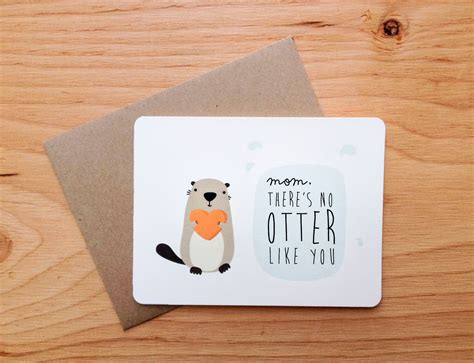 mother s day otter pun greeting card by letrango on etsy