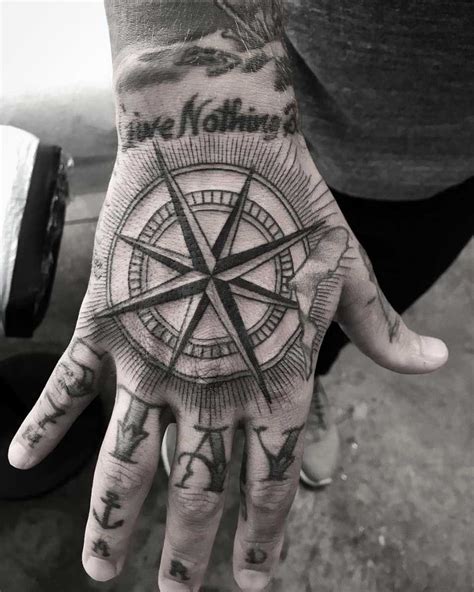 Compass Tattoo Men Hand Foto Kolekcija
